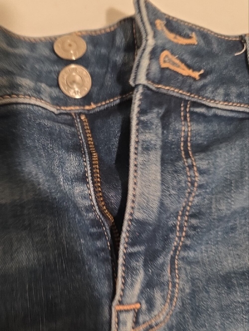American Eagle Outfitters Distressed Dark Blue Denim Jean Shorts - Picture 7 of 9